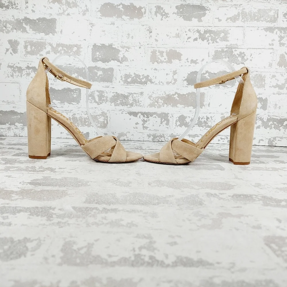 New Sam Edelman Yancy Nude Leather Ankle Strap Sandal  F353 - Picture 7 of 13